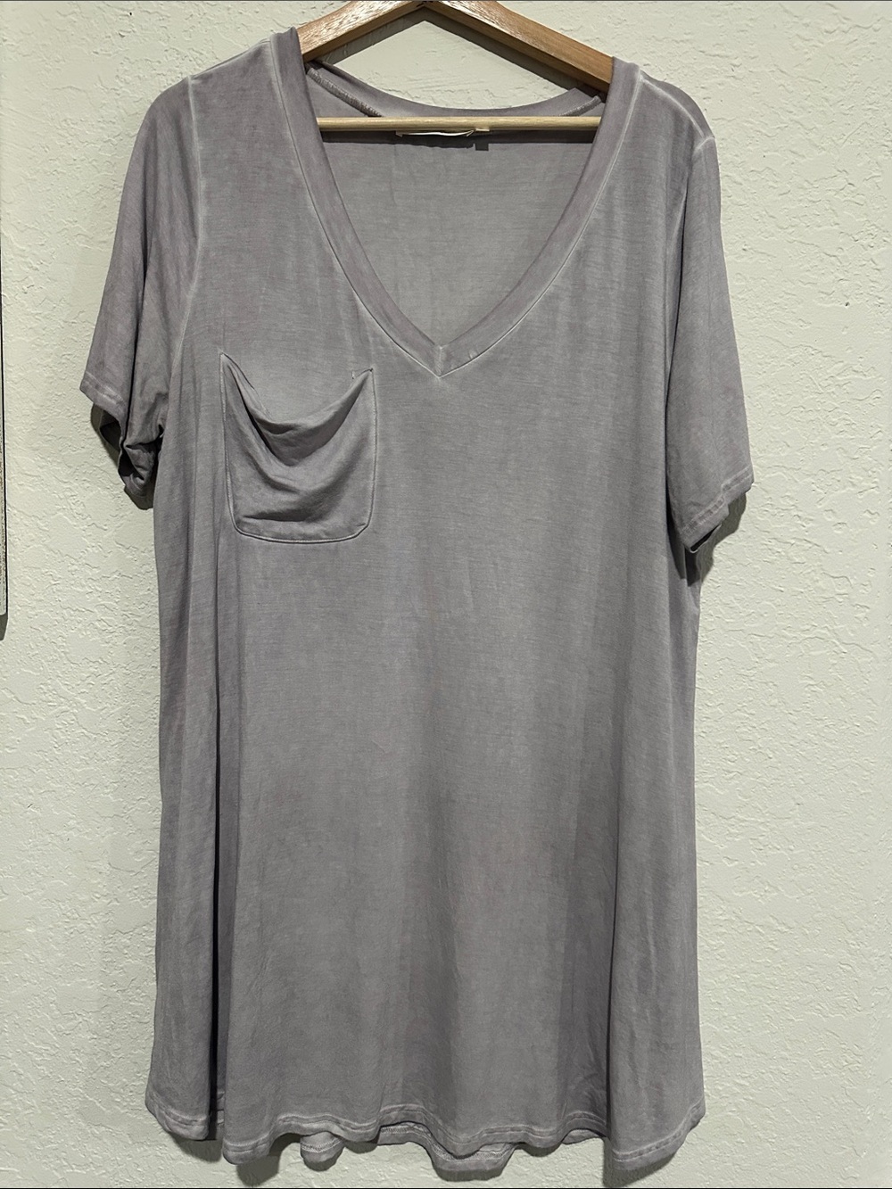 Andree Washed Lilac V-Neck Tunic with Pocket